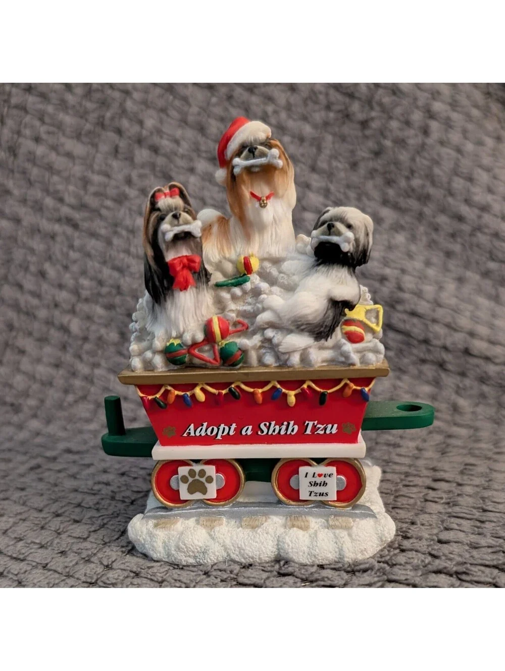 Danbury Mint Shih Tzu Christmas Express 7Piece Holiday Train Set Dog Collectible